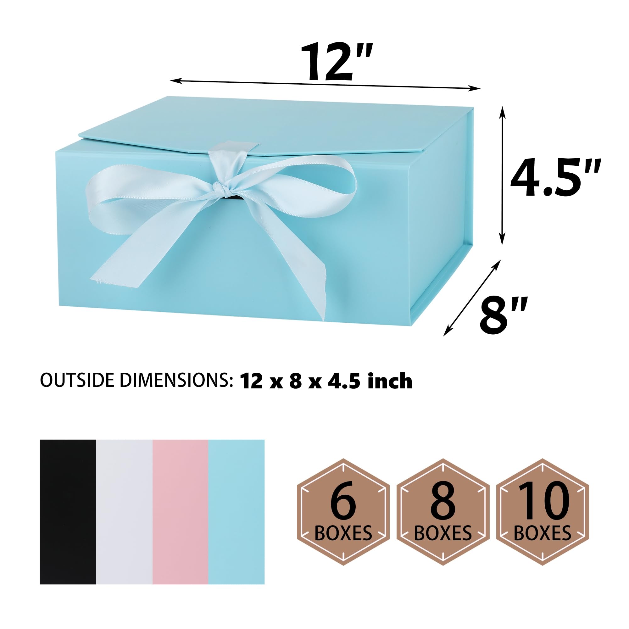 OEMVALATY Confezione da 6 scatole regalo, 30,5 x 20,3 x 11,4 cm, con coperchio magnetico e nastro, scatole per proposte di damigella d'onore per matrimoni, conservazioni, regali (blu)