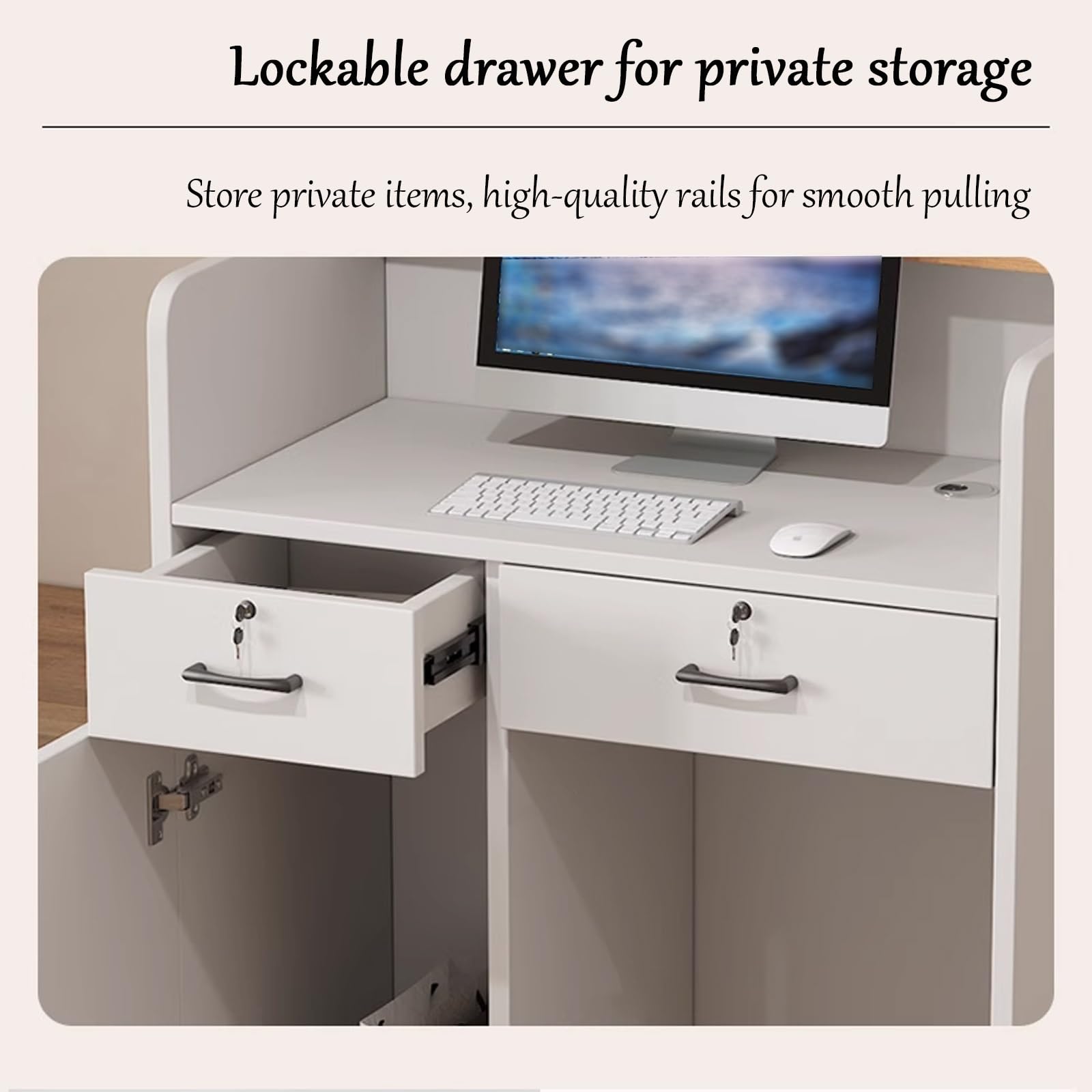Scrivania da reception con cassetti, moderna scrivania da ufficio e scrivania per vendite (99,8 cm), elegante mobile da ricevimento per aziende e uffici, soluzione di archiviazione sicura