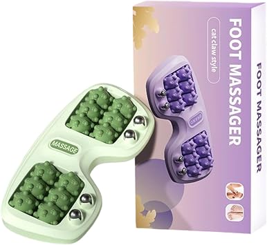 Portable Double Foot Massage Roller, Duals Foot Massager Roller Plantar Reflexology Relief, Acupressures Therapys for Pains Stress Relief and Improved Circulation for Home Offices Gym Use
