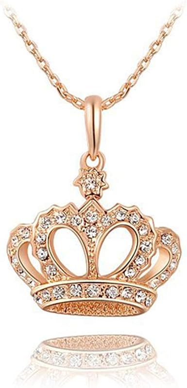Women's Princess Crown Pendant Necklace 
