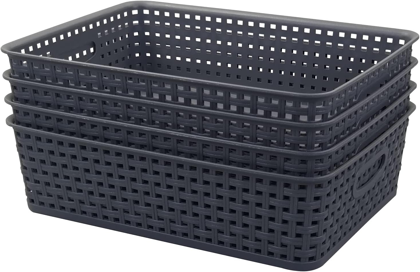 4-Pack Plastic Storage Tray, Office Paper Storage Tray