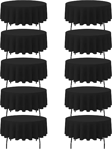 Miniatura 69 de BRILLMAX 4 paquetes de manteles redondos de 132 pulgadas color marfil - manteles circulares a granel de lino y poliéster lavables para mesa