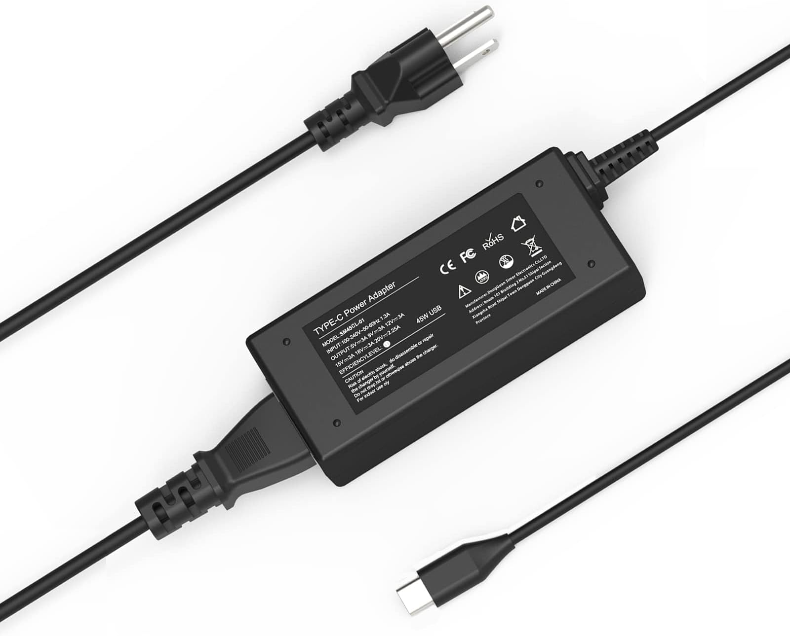 Chromebook Charger Compatible with HP/Lenovo/Acer/Asus/Samsung/Google/Dell 45W USB C Type C Laptop Computer Charger Power Cord Adapter