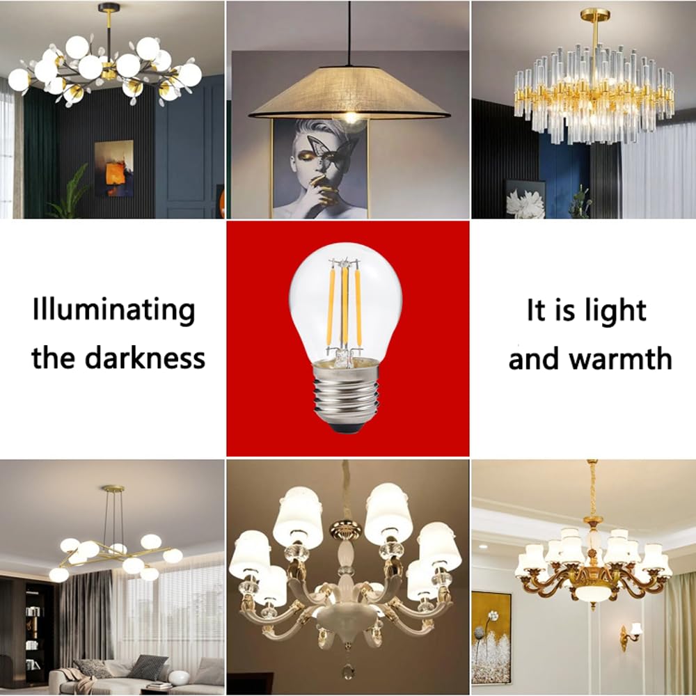 Paquete de 10 Bombillas LED Retro E27, Bombilla LED Transparente G45 de Alto Brillo y Ahorro de energía de 8 W, Blanco cálido 2700 K, 800 LM para iluminación Interior y Exterior, no Regulable