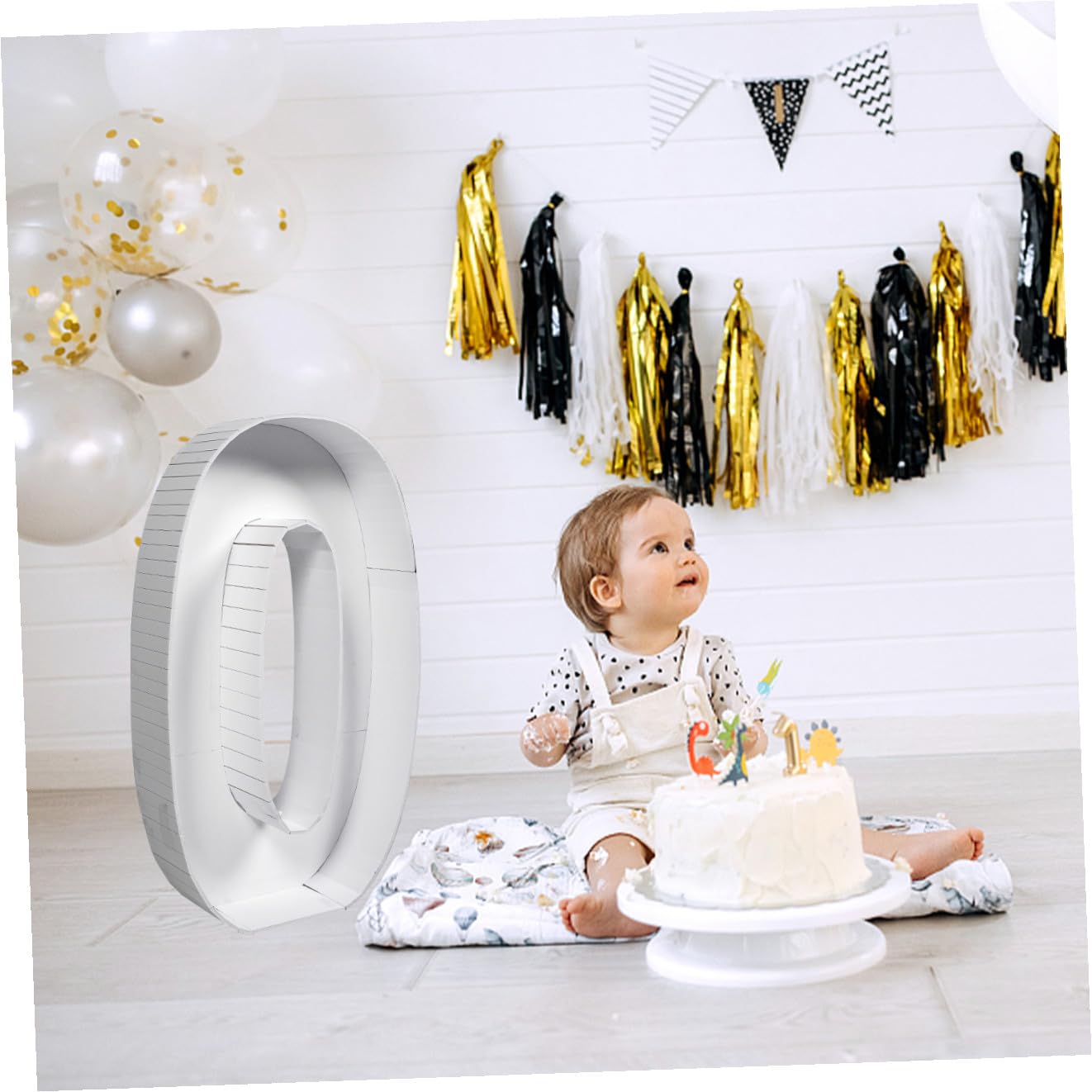 ibasenice Support de Chiffres en Ballon Réutilisable Forme 0 en Ps Blanc pour Décoration Facile de Fête Anniversaire Garçon et Filles et Baby Shower