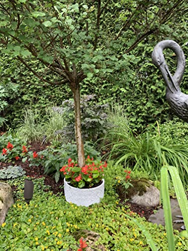 Bien Beau Patio Umbrella Planter – 2 Pieces Wrap Around Umbrella Planter - Distressed White – Weatherproof Resin – Fits Standard Poles Up To 2” Diameter - Scratch Pads - Water Plugs #TOP6