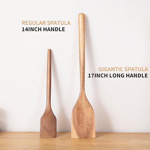 Miniatura 4 de 2 cucharas de madera de acacia para cocinar, cucharas de cocina de acabado liso de 12 pulgadas, cucharas de madera de agarre cómodo para cocinar,