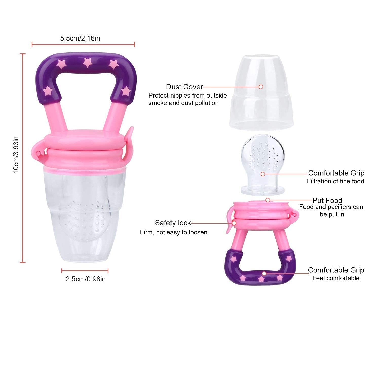 Miracle Moms Silicone Fruit Feeder for Baby 6-12 Months/Baby Fruit Nibbler and Pacifier/Newborn Nipple Feeder (BPA Free) (3, Multicolor) 2