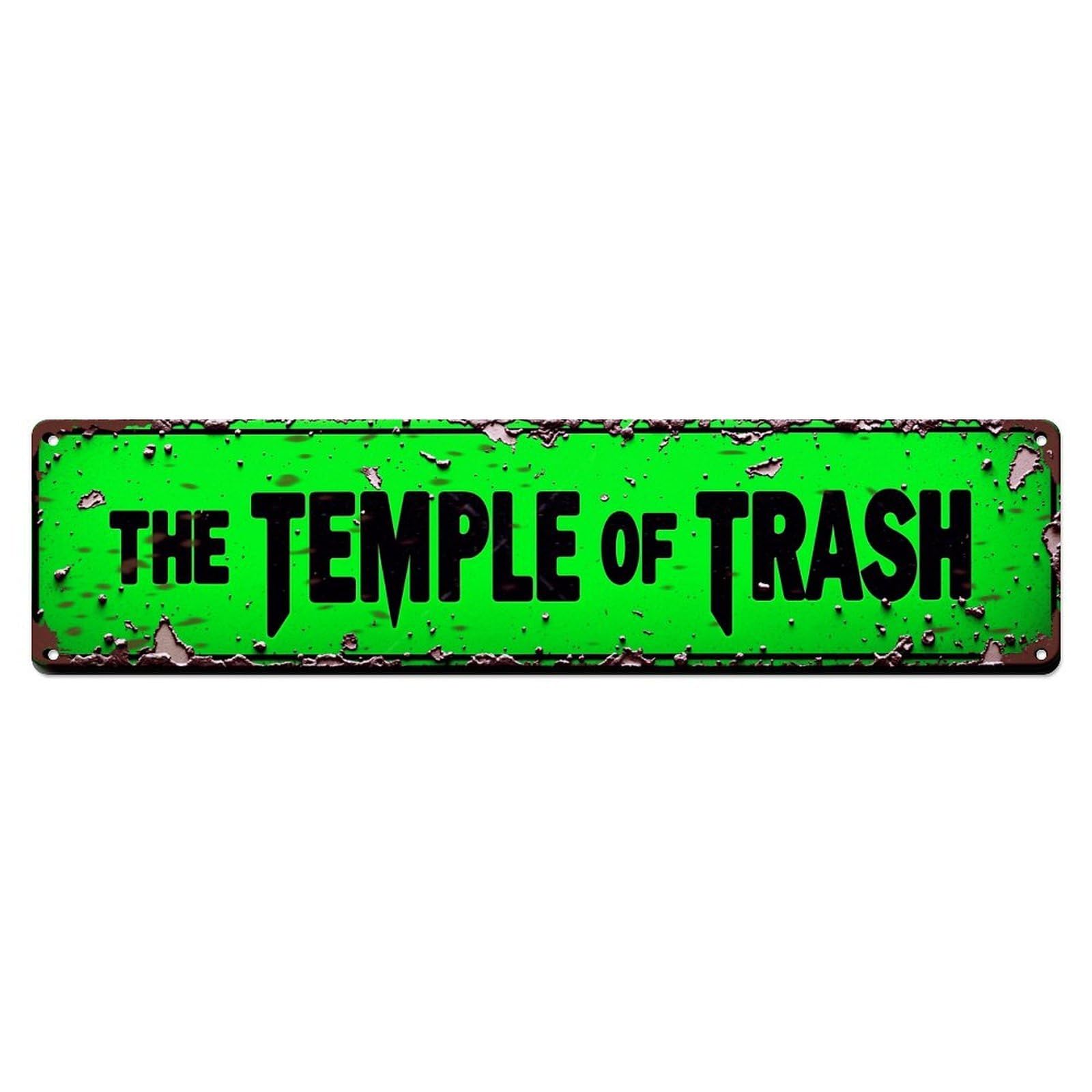 Jdyaojiesheng Vintage The Temple Of Trash Tin Sign Retro Metal Wall Decor Metal Poster, Home Bar Garage Farmhouse Cafe Wall Art Decoration 4X16inch
