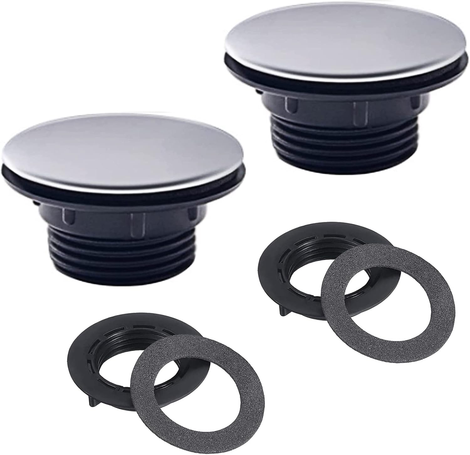 2 Pack Stainless Steel Kitchen Sink Tap Hole Cover Short Nut Kitchen Faucet Hole Cover Soap Dispenser Cover,1.2 to 1.6 Inch in Diameter