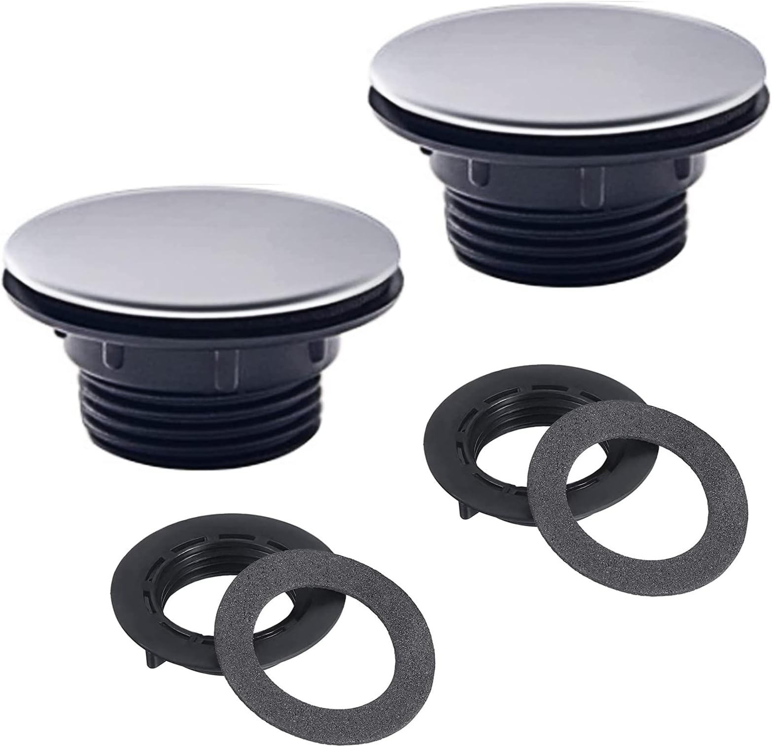 2 Pack Premium Sink Tap Hole Cover Short Nut Kitchen Faucet Hole Cover Sink Plug Brushed Stainless Steel 1.2 to 1.6 Inch in Diameter