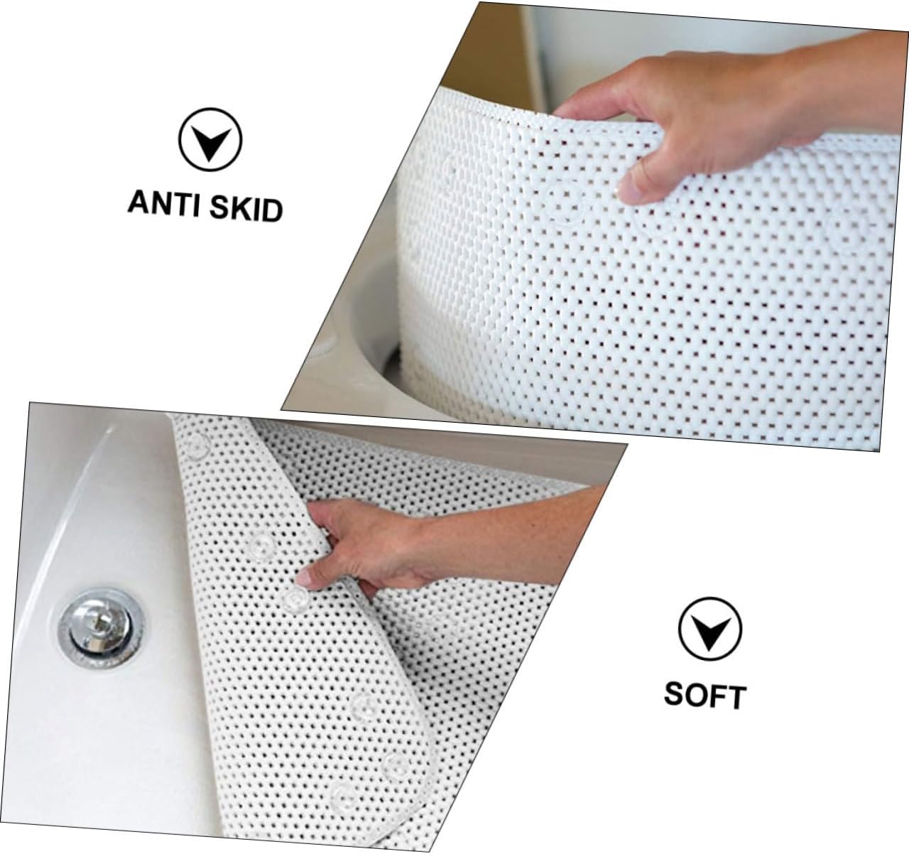 OUNONA Creative Non Slip Bathtub Mat with Suction Cups Drain Holes for Smooth Surfaces for Bathroom Shower Use Easy to Install Bathroom Tub Mat