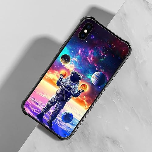 Miniatura 3 de CARLOCA Funda compatible con iPhone Xs Max, para iPhone Xs Max, fundas para niños y hombres jóvenes, diseño de patrón planeta mundo de astronauta