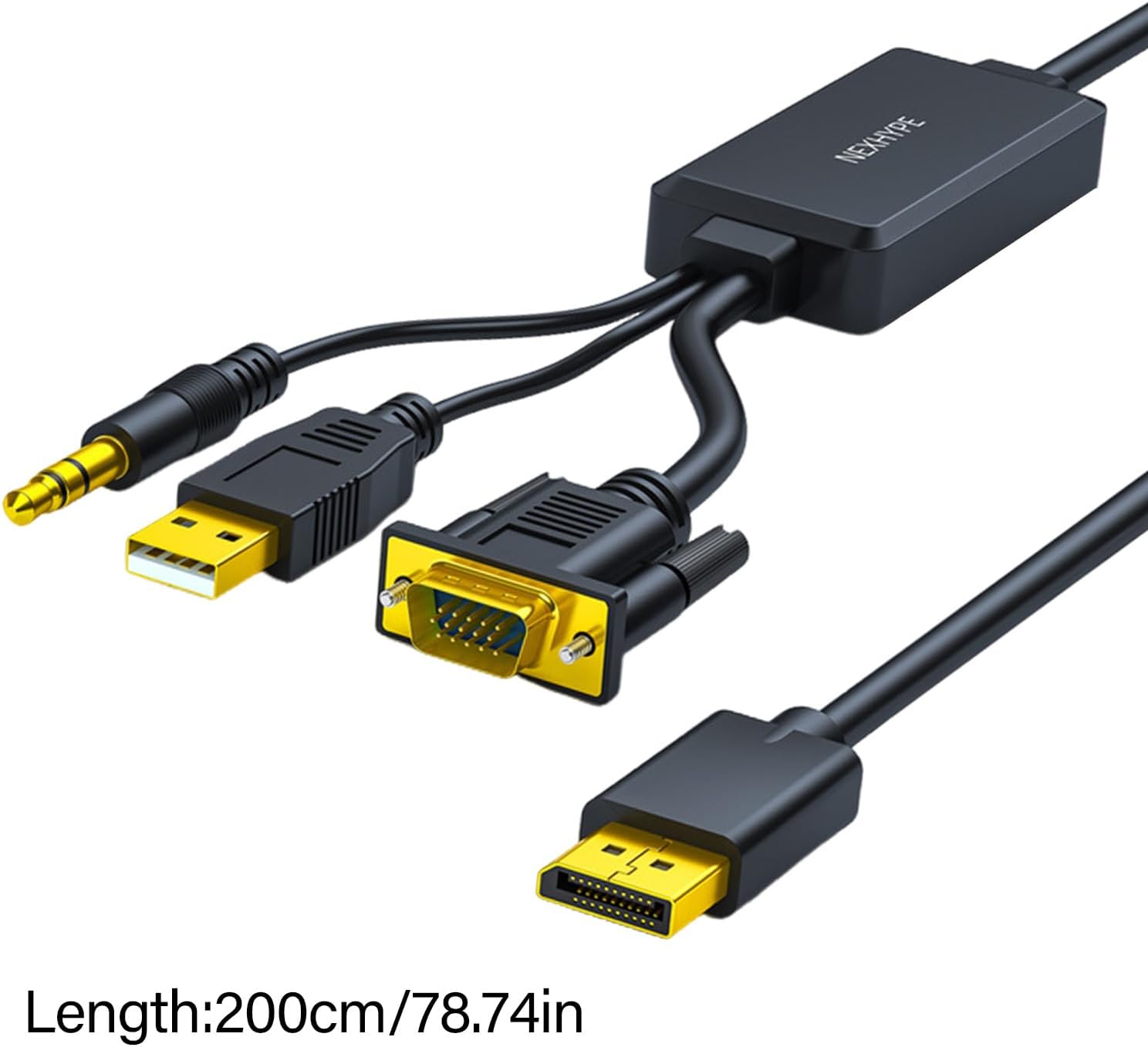 VGA to DisplayPort Adapter Cable Sound Transmission and 1080P Resolution for Piece Laptop to TVs Monitor