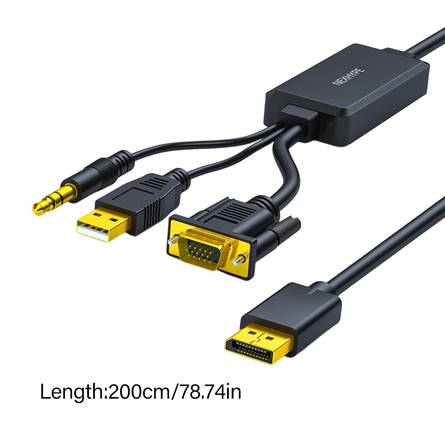 Fast Speed VGA Male to DP Male Converter Cord with Sound Function for Computer to Display Monitor in Full 1080P VGA to DP Cable