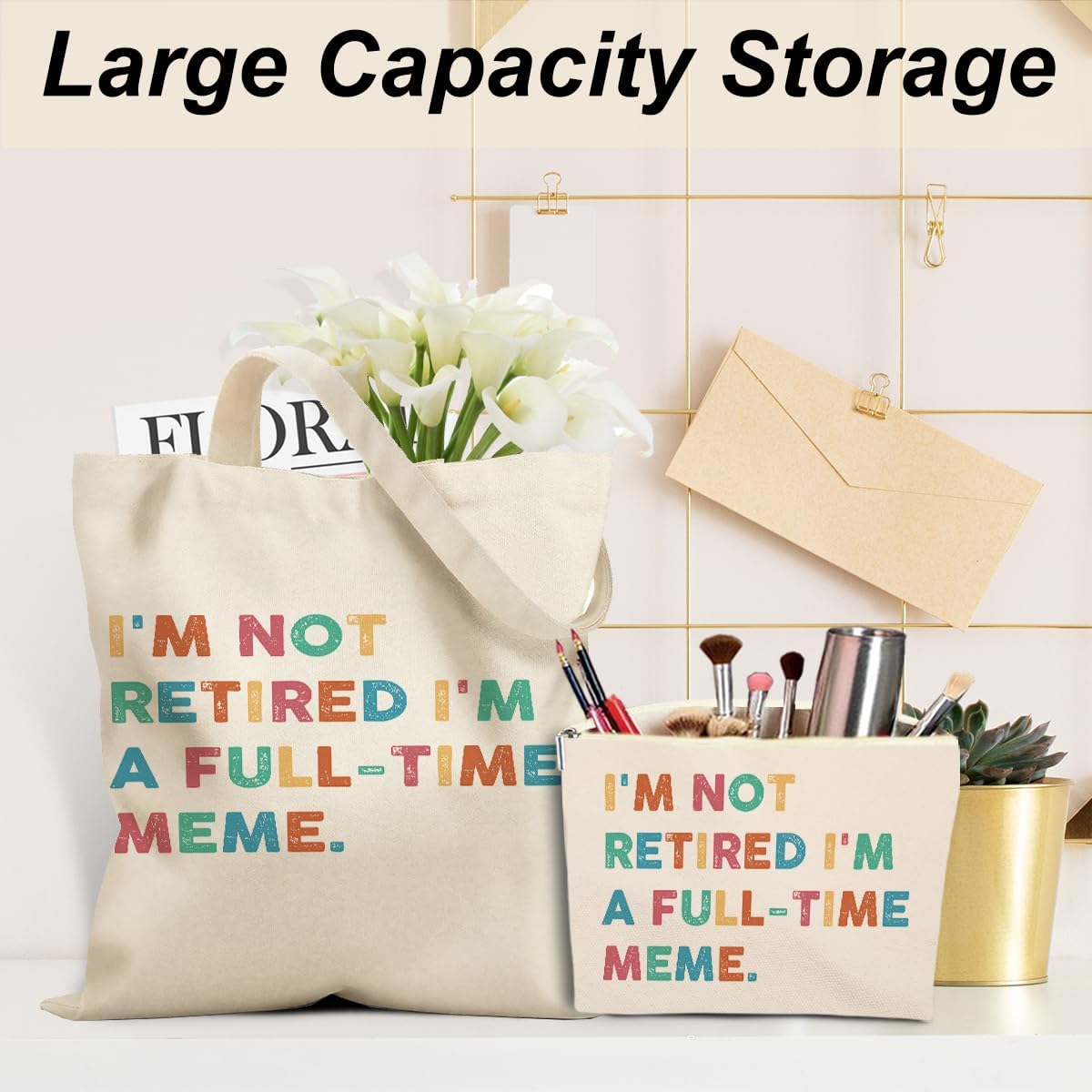 Grandma Grammy Abuela Yaya Cranny Nana Meme Gigi Mimi Gifts Cosmetic Bags Canvas Tote Bag Birthday Christmas - Image 4