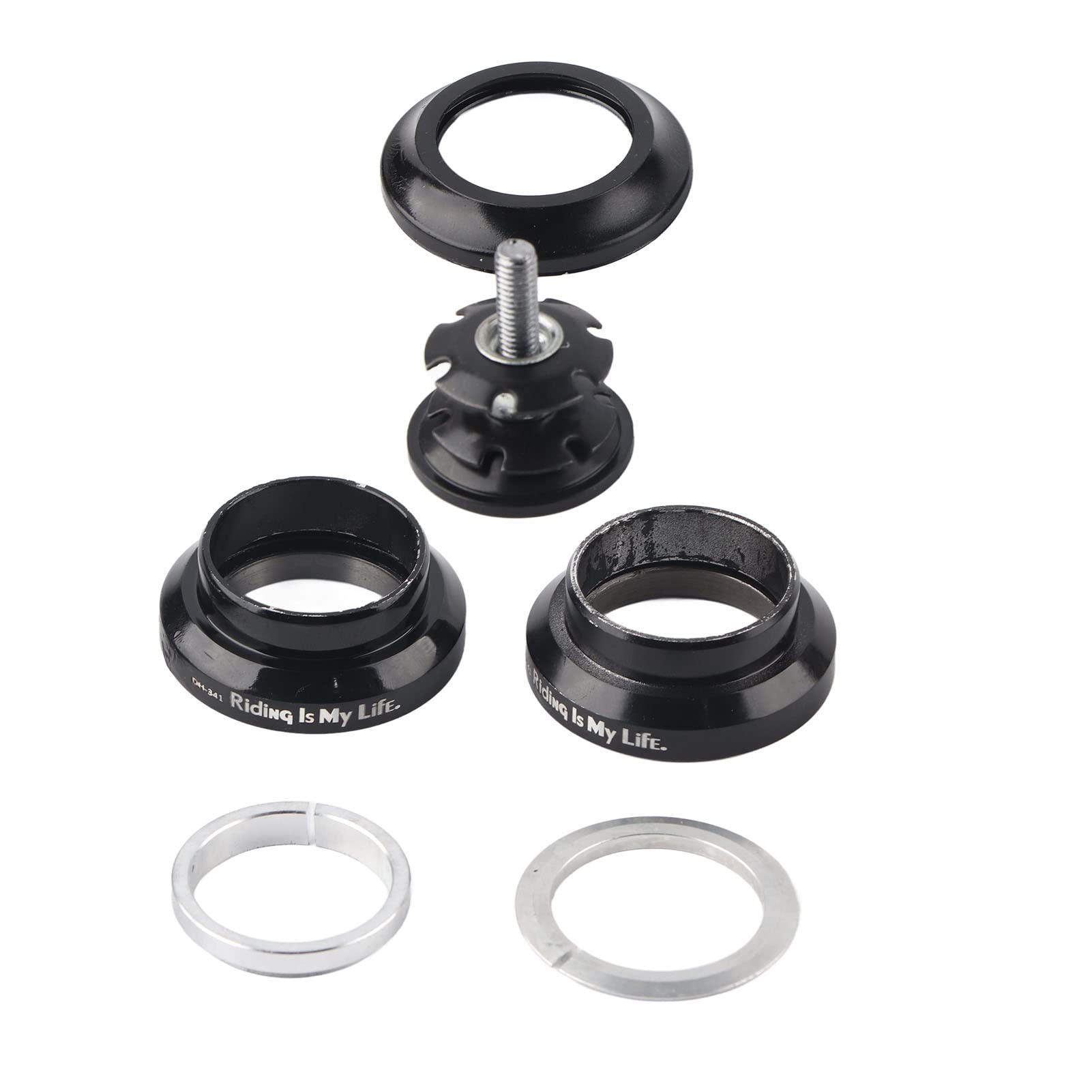 serie sterzo 1 1/8 + Casco da bicicletta pericoloso in lega di alluminio da 34 mm per sterzo da 28,6 mm con cuscinetti dello sterzo destro, cuscinetti della forcella dello sterzo destro da 28,6 mm