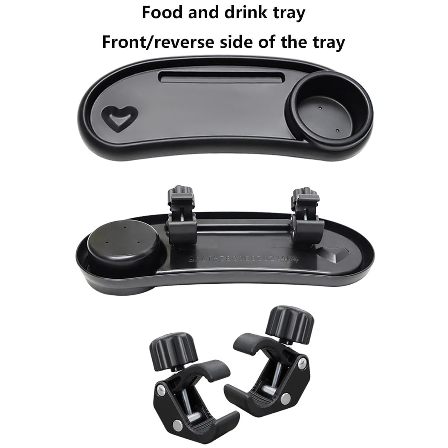 Forhome Plateau à collation 3 en 1 pour poussette, avec plateau à collation et porte-gobelet, rotatif à 360 °, accessoire universel pour poussette