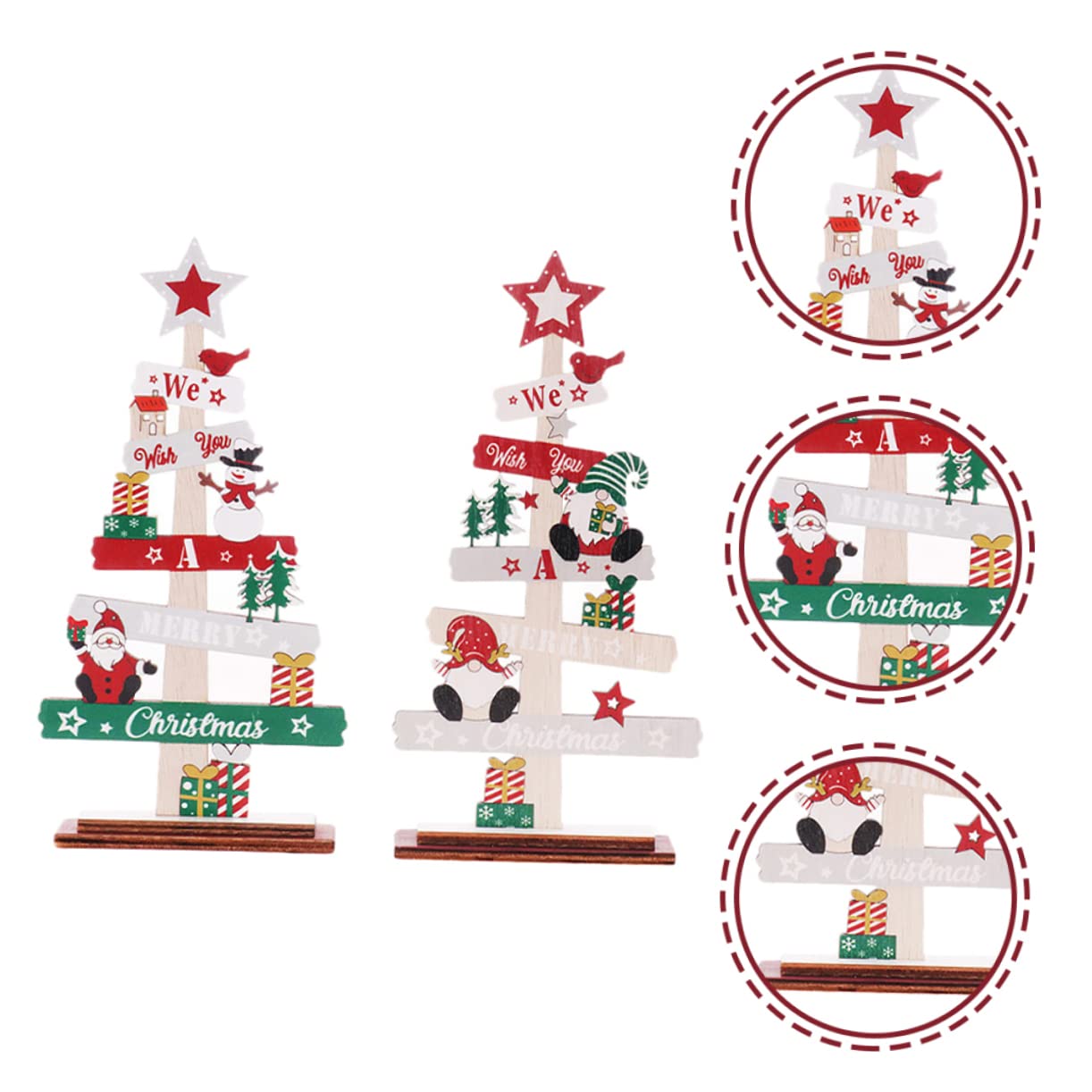 Cabilock 8 Piezas Adornos para arboles de Navidad Decoración de Mesa de Aniversario Decor for Table Centro de Mesa navideño artesanías de Madera de Navidad árbol de Navidad de Madera
