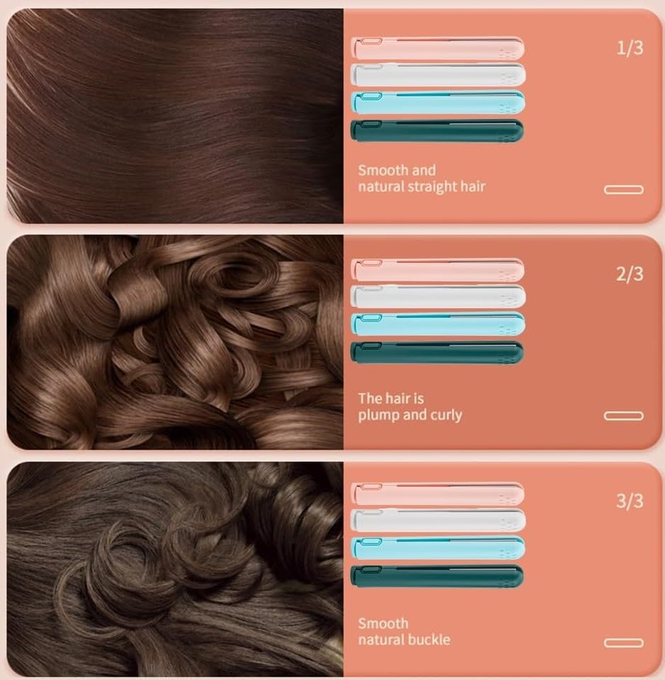 Miniatura 4 de Mini rizador de doble propósito, mini plancha plana 2 en 1, mini rizador de pelo doble, mini rizador de pelo doble recargable por USB, pequeño