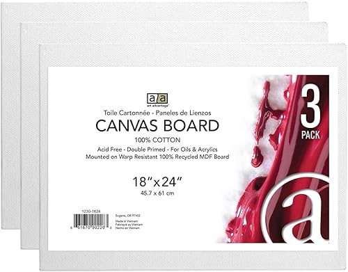 Miniatura 8 de Art Advantage Tablero de lienzo reciclado MDF 12x16, 3 piezas, paneles de lona MDF reciclados para pintura, lienzos para pintura, lienzos para