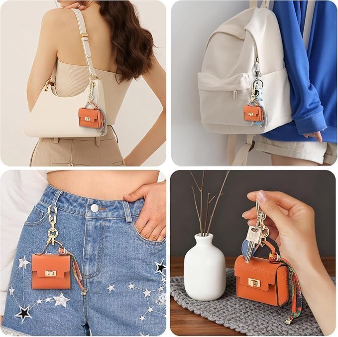 Image of Mini Backpack Keychain for Women & Girls | Cute PU Leather Purse Charm Keyring with Wrist Strap & Metal Hook | Fashion Bag for Handbags, Backpacks, Car Keys & Accessories