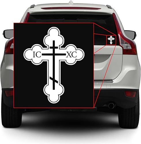 Miniatura 10 de IC XC - Calcomanía de vinilo con cruz ortodoxa elige colortamaño para laptop, automóvil, camión, ventana, parachoques (3.3 x 2.6 pulgadas, dorado