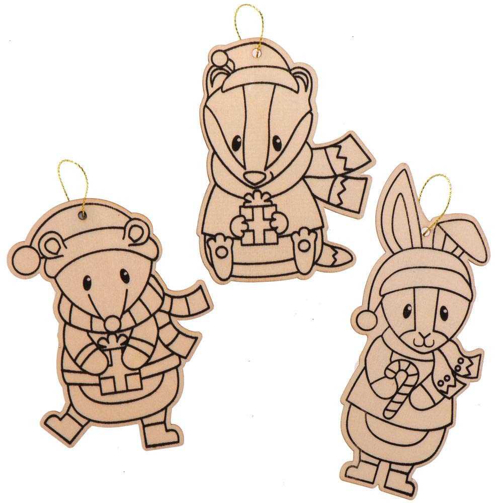 Baker Ross AX459 Winter Woodland Decorations - Pack of 12, Christmas Decorations for Kids to Decorate and Display, Ideal Kids Arts and Crafts Project