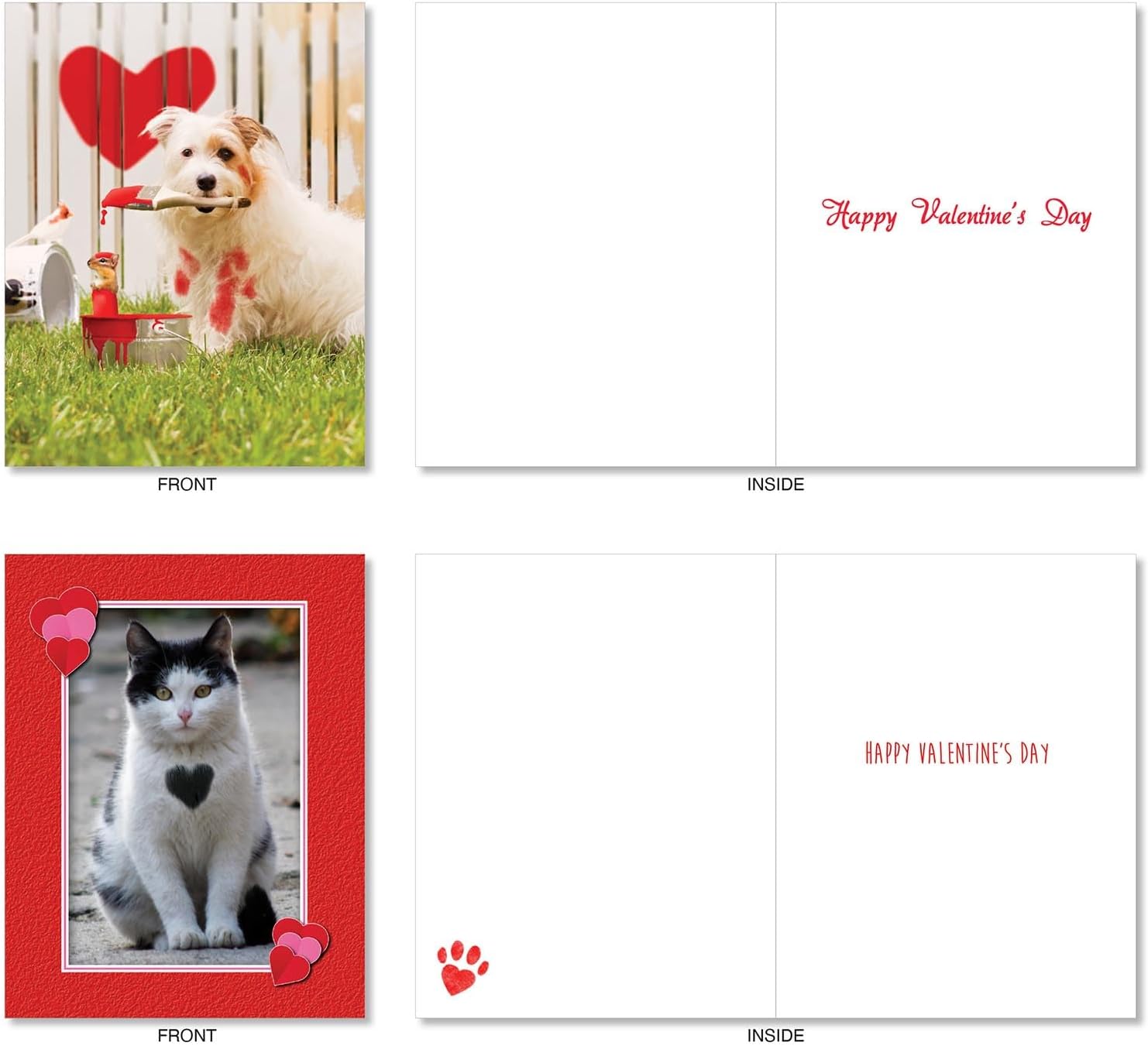 The Best Card Company 36 Assorted Valentine's Day Note Cards Bulk Box Set 4 x 5.12 Inch with Envelopes (6 Designs, 6 Each) Pet Love AM10972VDG-B6x6
