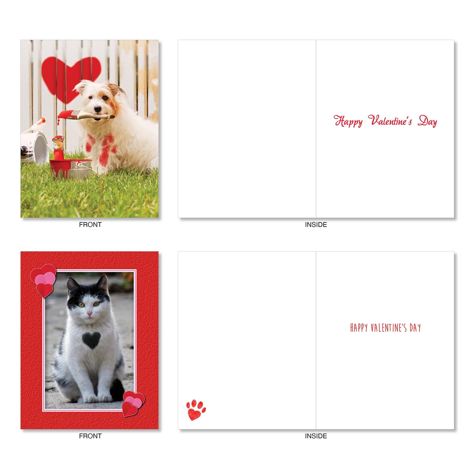The Best Card Company Pet Love AM10972VDG-B6x6 Lot de 36 cartes de Saint-Valentin assorties 10,2 x 13,9 cm avec enveloppes (6 motifs, 6 de chaque)