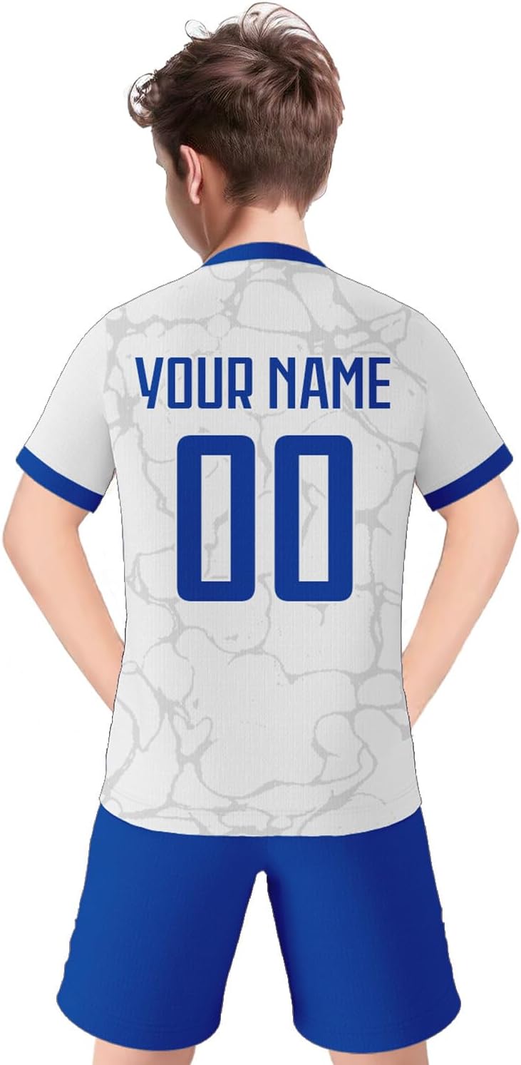 Custom 3-14Y Kid Youth European Soccer Jersey with Team Name Number Logo Personalized Football Suit Hip Hop Sports Shirt Gift