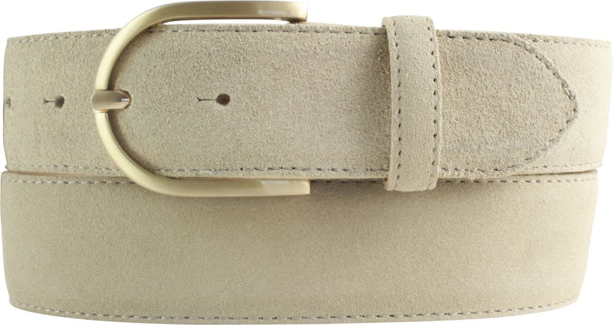 BELTINGER Damen-Gürtel aus Veloursleder 4 cm | Velour-Gürtel für Damen 40mm | Wildleder-Gürtel 4cm mit goldener Gürtelschnalle
