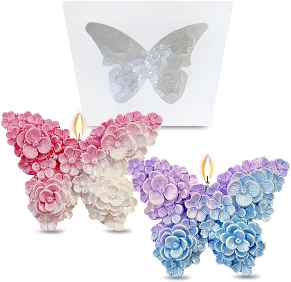 Skytail Butterfly Flower Shape Candle Mold Butterfly Candle Wax Melts Aromatherapy 3D Fondant Chocolate Cake Mold Cake Decoration Cupcake Topper Epoxy Resin Mold DIY Mini Handmade Soap Molds-image-37