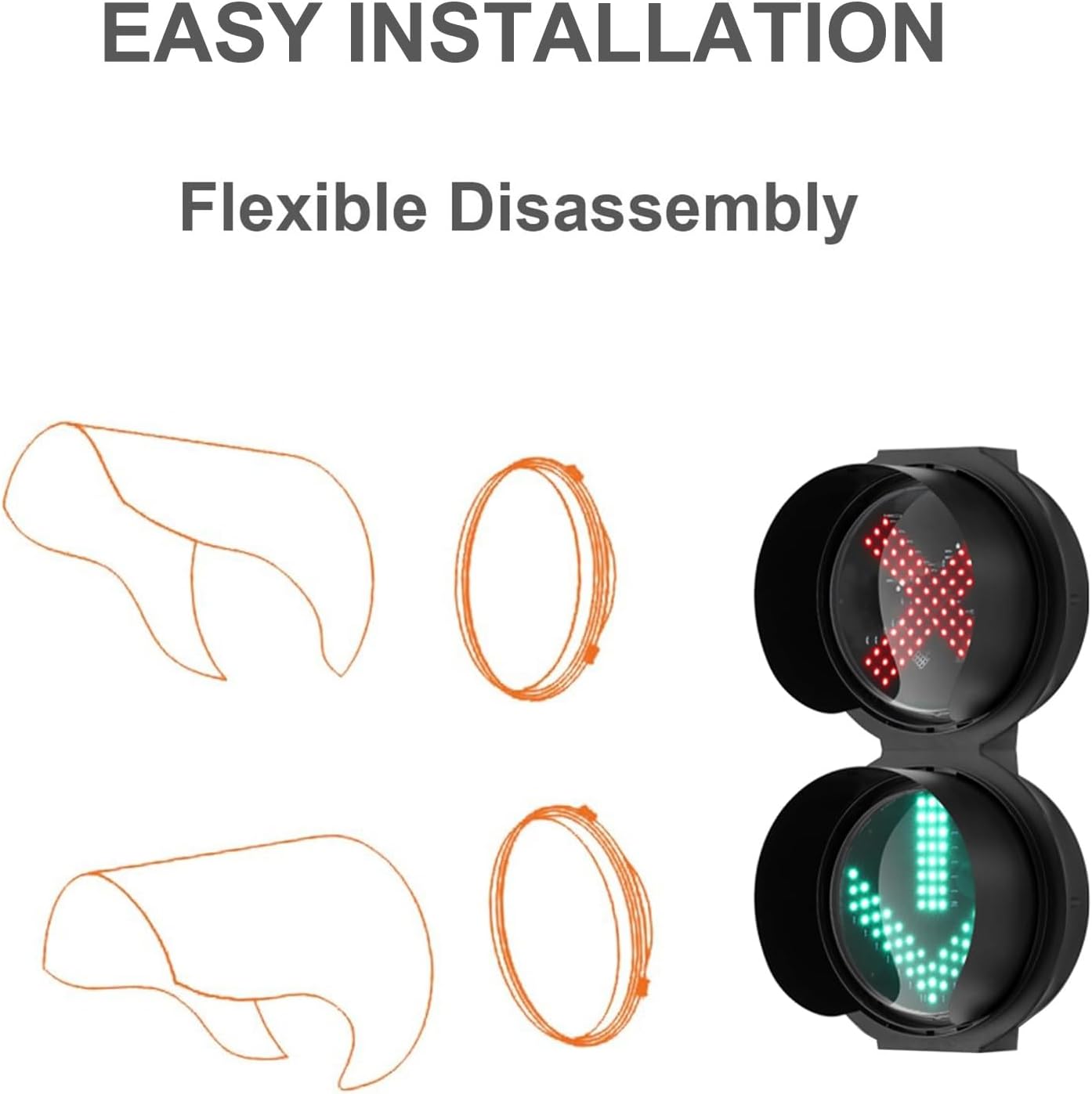 2 in 1 LED Traffic Light - Red/Green Stop and Go Indicator, High Visibility 300mm, Perfect for Toll Booths & Parking, Durable Traffic Signal for Safe Road Management