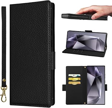 Samsung Galaxy S25 Ultra Case, Notebook Style, Ultra-Thin Leather Cover, Shockproof, Protective Cover, RFID Blocking, Wallet Type, Quick Button, Mobile Phone Cover, Card Pocket, Stand Function