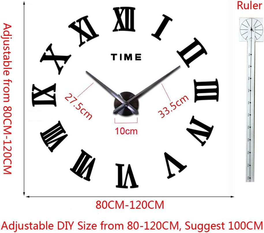 FASHION in THE CITY 3D DIY Mirror Surface Wall Clocks Creative Design Room Decorative Wall Watches (Gold)