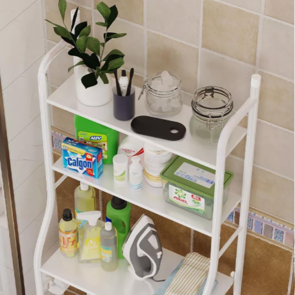 ZOLTA Badregal über Toilette oder Waschmaschine 3 Etagen Metallregal Weiß 154x64,5x25 cm Badezimmer Regal Standregal platzsparend stabil Feuchtigkeitsbeständig leicht zu montieren modern