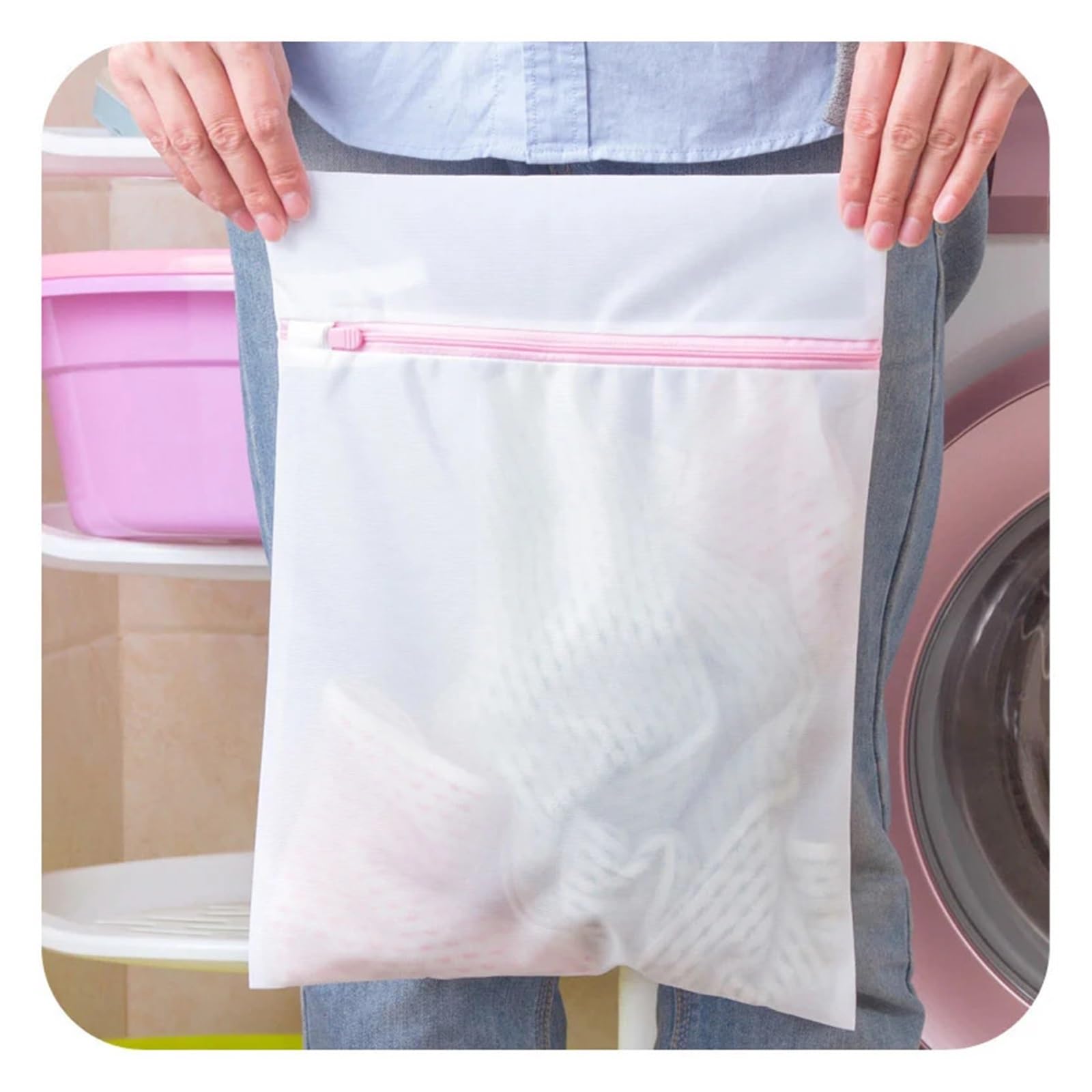 Wäschebeutel aus Waben-Netzgewebe, Mesh-Wäschebeutel, weiß, mehrere Größen, mit Reißverschluss, transparent, feinmaschig, for Feinwäsche