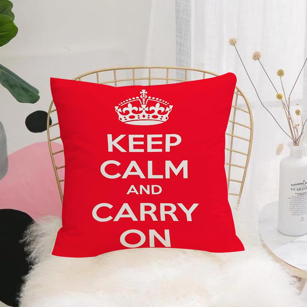 HYMSXW Cushion Cover,Throw Pillow Case Home Decorative for Living Room Bedroom Sofa Chair 20X20 Inch,With crown and text on red background,Pillowcase 50X50cm