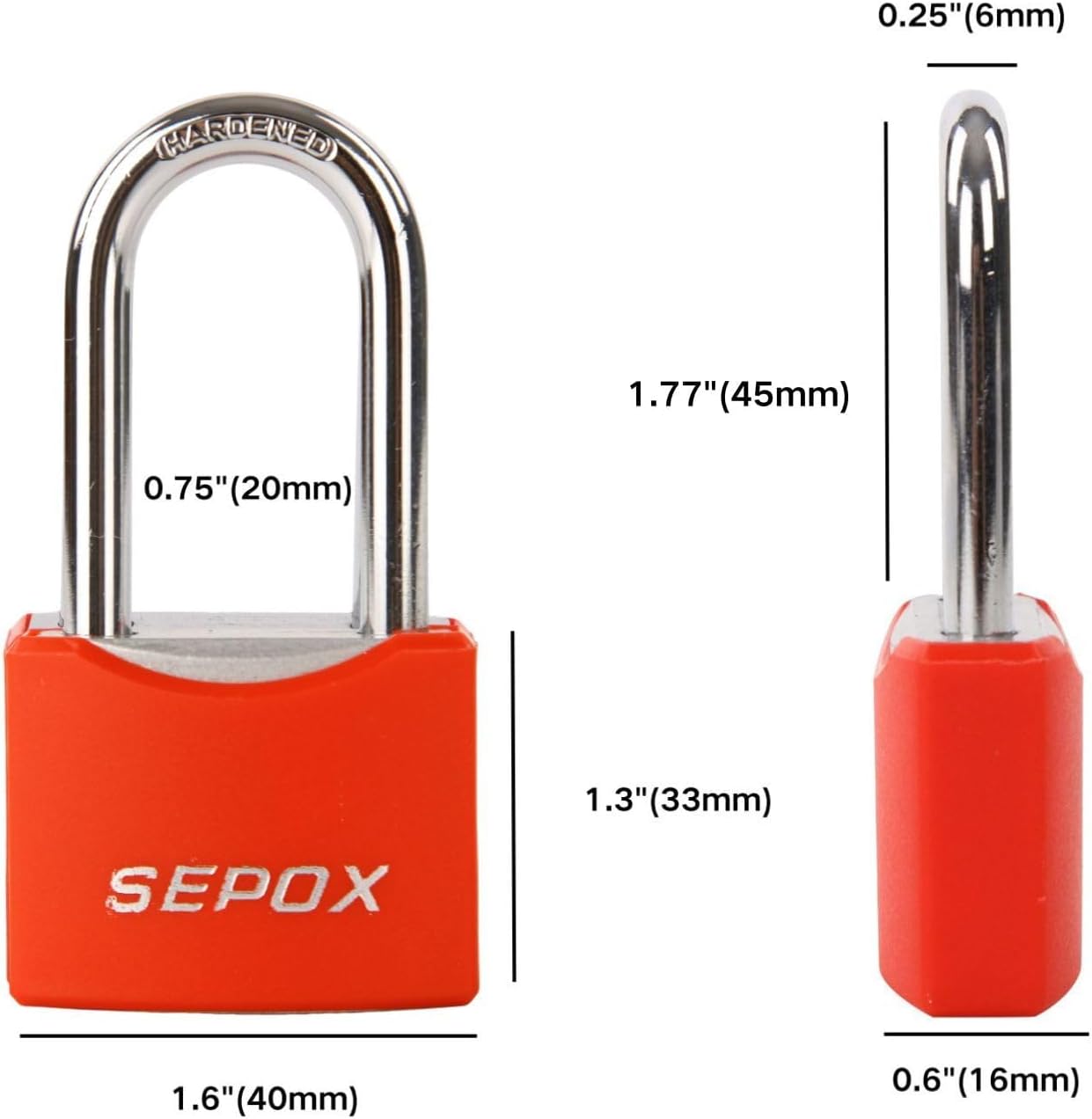 SEPOX® 20Pcs All-Weather Outdoor Padlocks Key Alike, 1-5/8" Long Shackle, Solid Steel Lock, Heavy-Duty with Red Cover, Compact Design for Gate Fence Cabinet Toolbox School Gym Locker w/ 20pcs Same Key