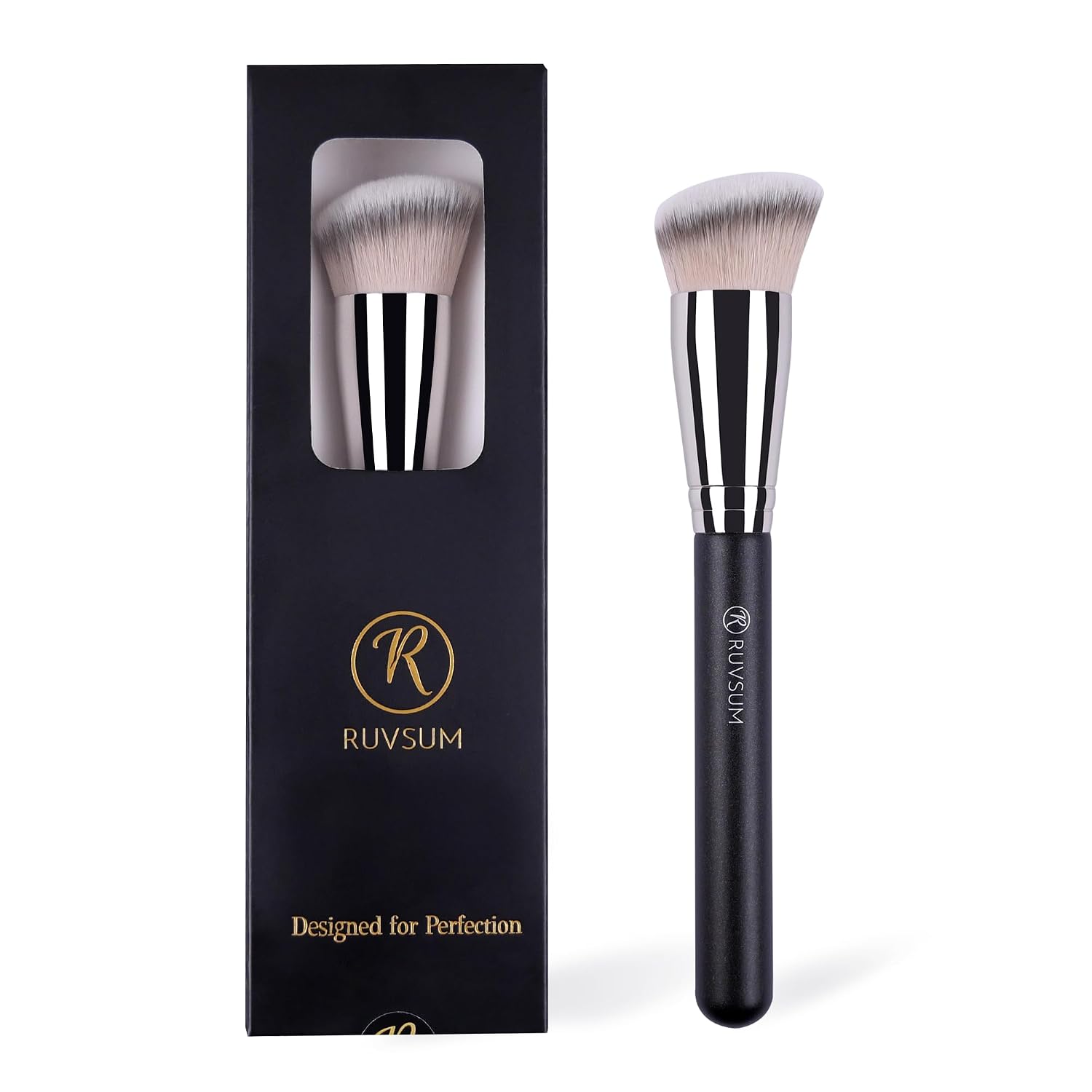 Travel Size Concealer Brush Flat Top, Mini Makeup Brush for Under Eye Spot Blemish, Soft Vegan Synthetic Bristles, No Shedding, Liquid Cream Powder Blending, Compact Brush 5.95"