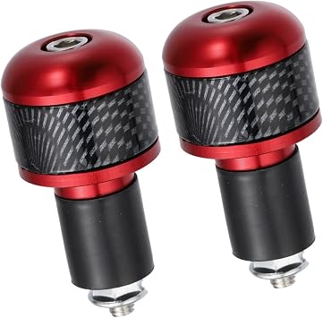 1 Pair 7/8" 22mm Red Carbon Fiber Pattern Motorcycle Handlebar End Grips Bar Ends Plug Cap Auto Replacement Parts