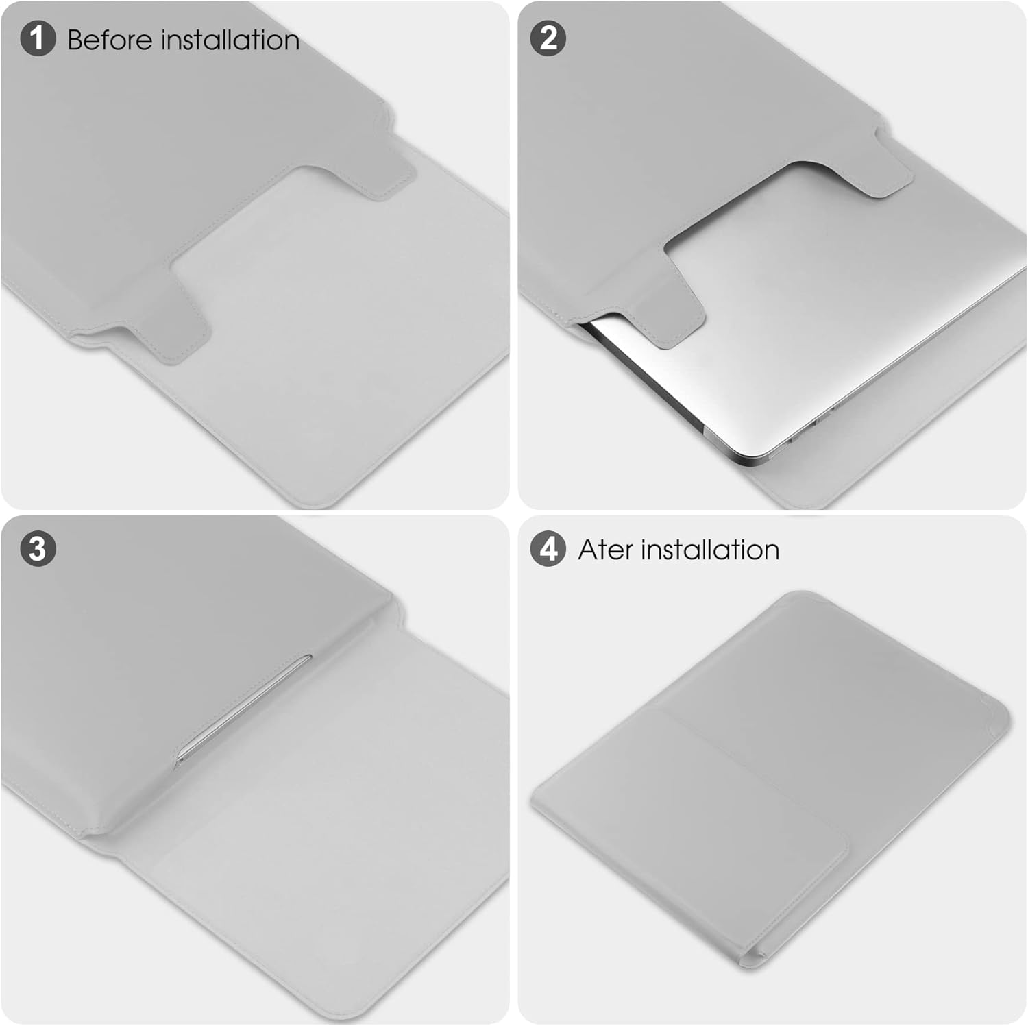 HoYiXi 15 16 Inch Laptop Sleeve Case Leather Bag for MacBook Pro 16 2021 & 2019/ASUS Vivobook 15/Huawei MateBook D15/HP 15.6" PC/MacBook Pro 15/Surface Laptop 3/Dell Inspiron 15/IdeaPad, Silver