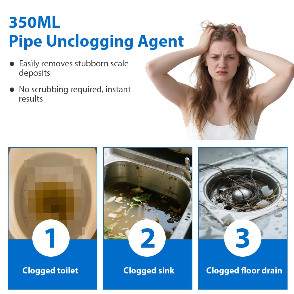 Powerful Pipe Dredging Agent, Powerful Quick Cleaning Drain Toilet Cleaner Tool, Disincrostante for Scarichi, Capelli, Kitchen and Toilet Pipelines