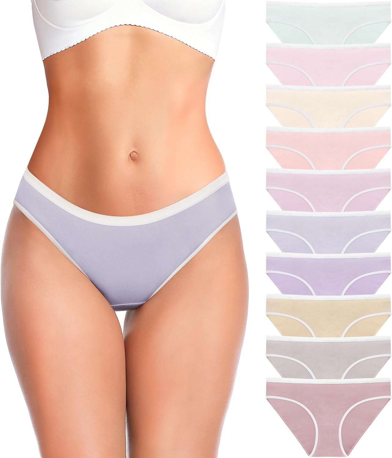 YADIFEN 5 Pack Cotton Underwear for Women Hipster Panties Low Briefs Bikini Underwears
