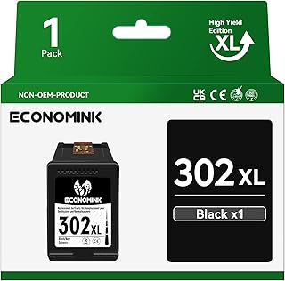 Economink 302 Ink Cartridges, 302 ink cartridges black Remanufactured for HP 302 Black Ink Cartridge, Ink 302 XL for OfficeJet 3832 4650 3831 3835 Envy 4527, 4520, 4524, DeskJet 3630, 363, 2130