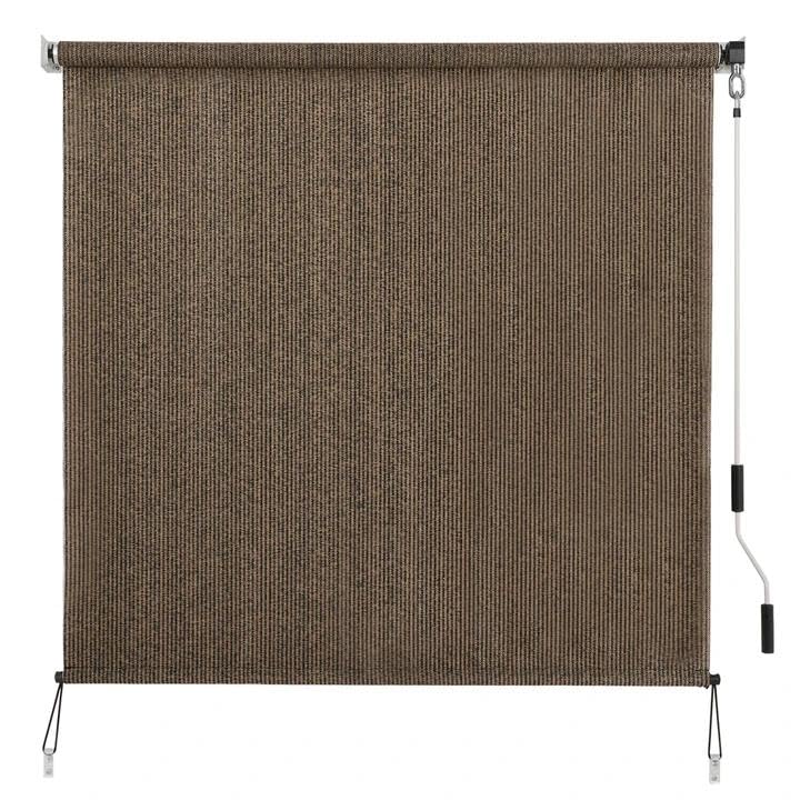 SEEYE Outdoor Sunshade Roller Shades 4' W x 6' H, Cordless Roll Up Shade Blinds Privacy Screen with 90% UV Protection, Exterior Patio Shade Cloth for