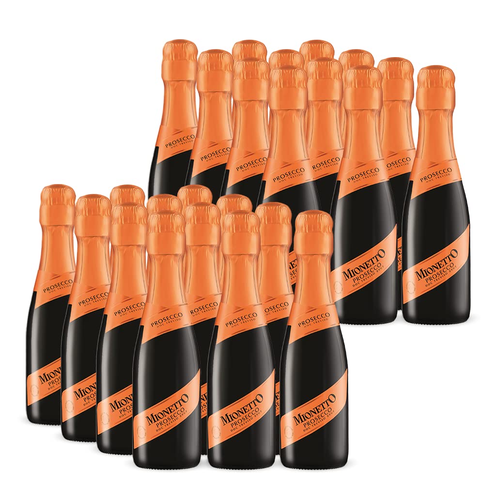 MIONETTO Prosecco Spumante DOC Treviso Brut (2x 12 x 0,2l) Schaumwein, Perlwein aus Italien, trocken, fruchtig und frisch - Ideal als Aperitif und zu Antipasti
