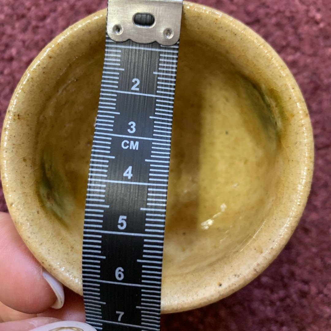 ♥美濃焼♥ 黄瀬戸 茶碗 無銘 茶道具 骨董 古玩 ♥美濃焼♥ 黄瀬戸