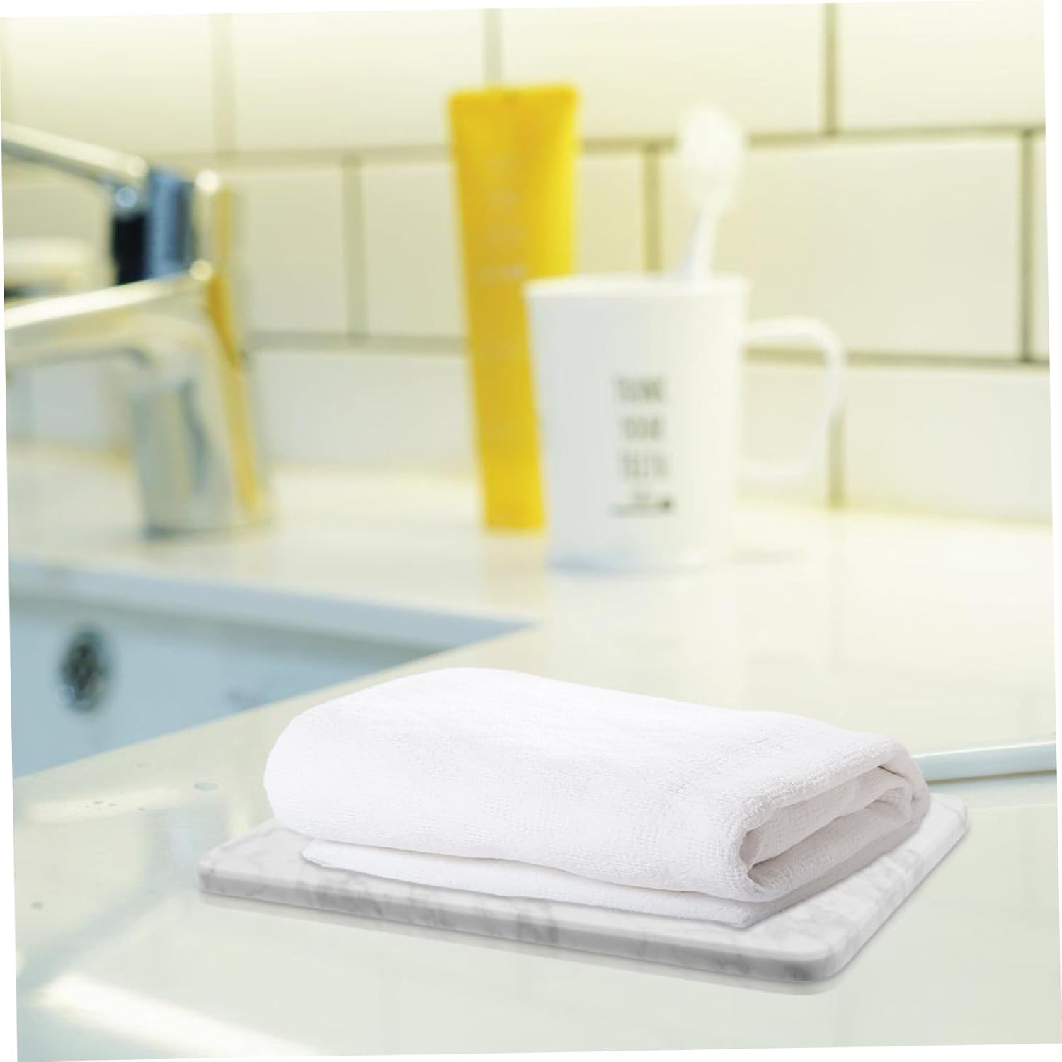 Marble Tray Real Natural Marble Decorative Storage for Bathroom Kitchen Vanity Vanity Tray Nonslip Pads